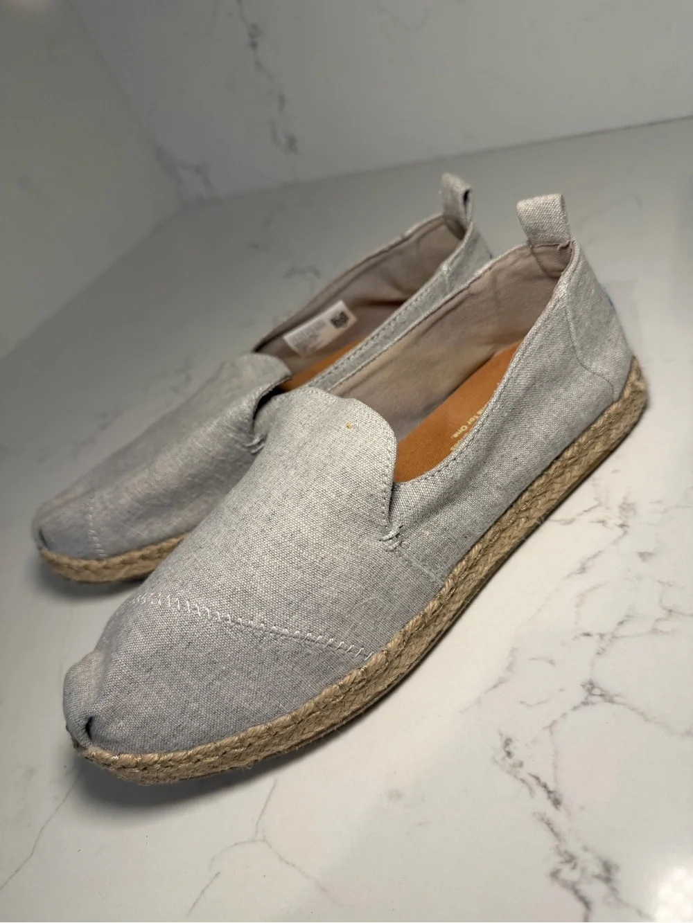 TOMS Women’s Canvas Espadrille Slip-On - Light Gray/Blue